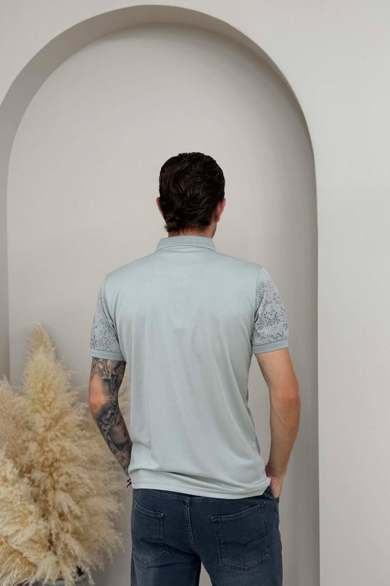 POLO NECK DESIGNED MEN T-SHIRT GREY/GRI - 4
