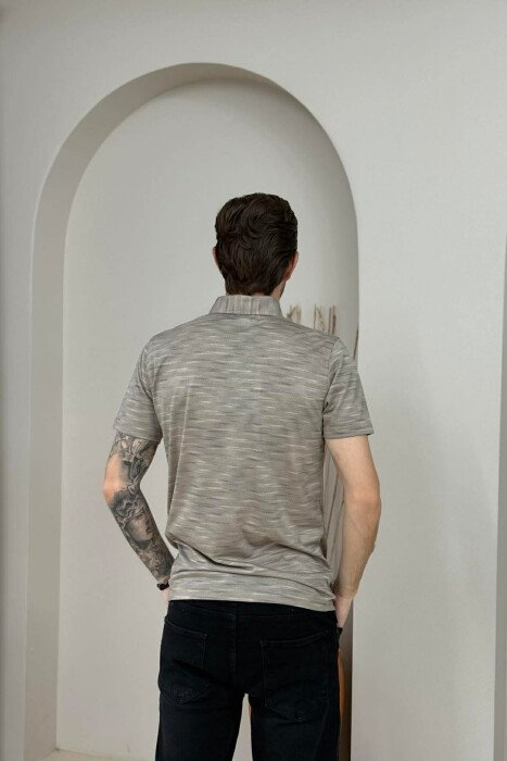 POLO NECK DESIGNED MEN T-SHIRT GREY/GRI - 3