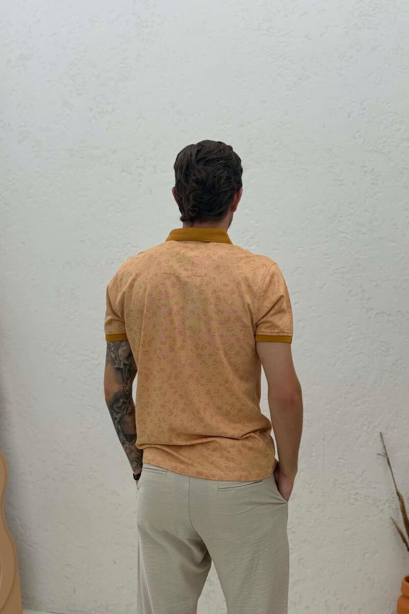POLO NECK DESIGNED MEN T-SHIRT MUSTARD/MUSTARDE - 4