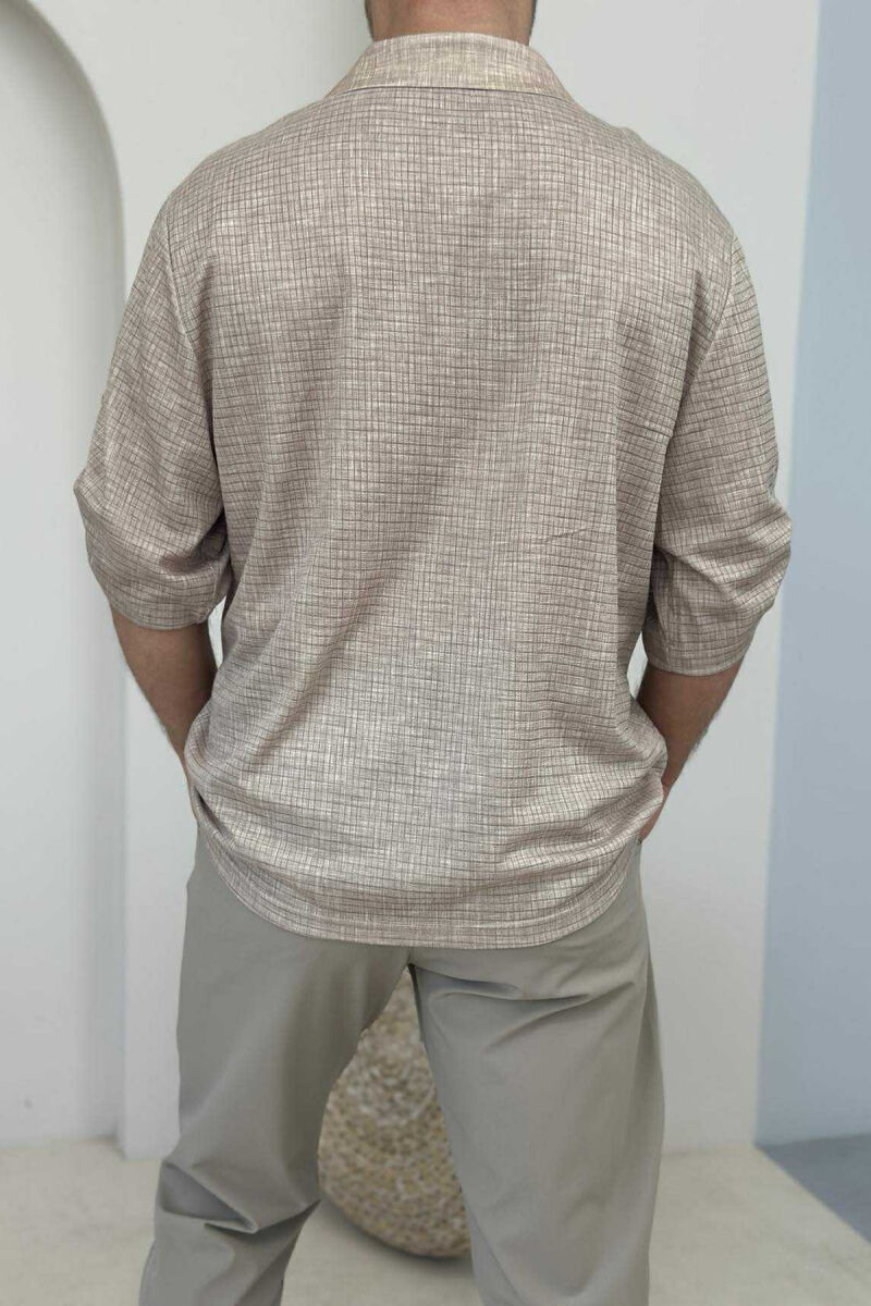 POLO NECK DETAILS MEN T-SHIRT BEIGE/BEZHE - 2