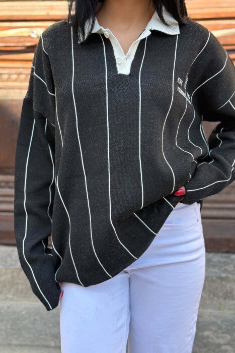 POLO NECK FRONT & BACK WRITTINGS WOMAN SWEATER BLACK/ E ZEZE - 2