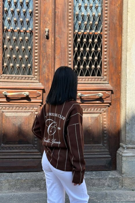 POLO NECK FRONT & BACK WRITTINGS WOMAN SWEATER BROWN/KAFE - 4