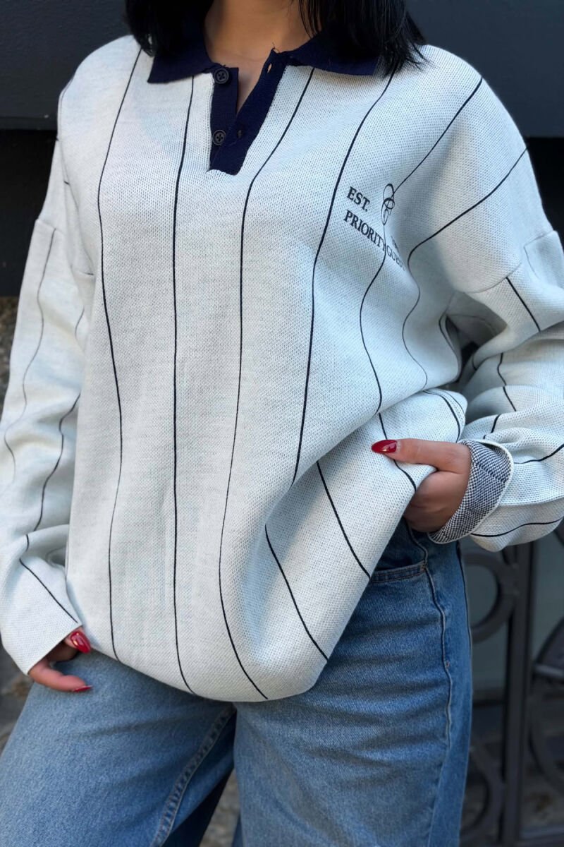 POLO NECK FRONT & BACK WRITTINGS WOMAN SWEATER LIGHT GREY/GZ - 2