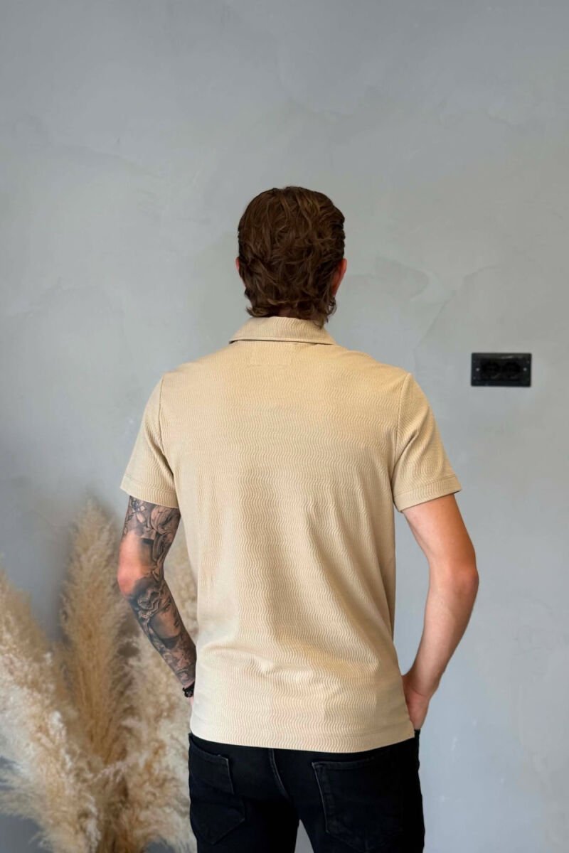 POLO NECK FRONT POCKET MEN T-SHIRT BEIGE/BEZHE - 2