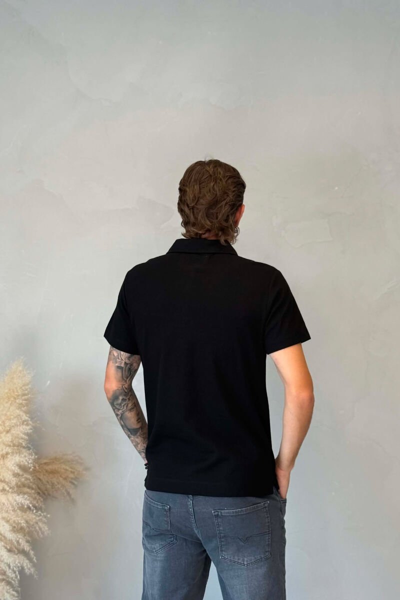 POLO NECK FRONT POCKET MEN T-SHIRT BLACK/ E ZEZE - 2