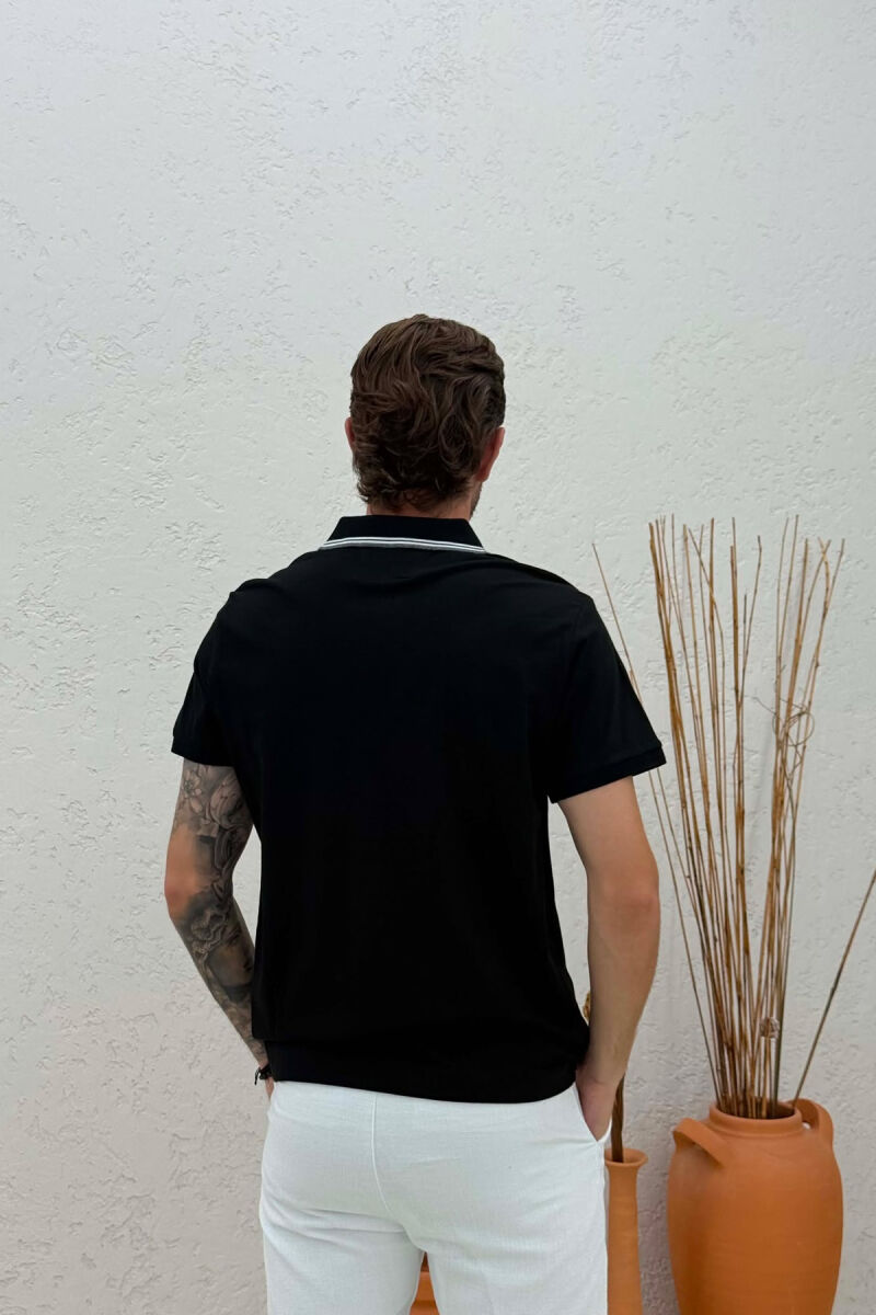 POLO NECK FRONT POCKET MEN T-SHIRT BLACK/ E ZEZE - 2