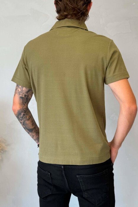 POLO NECK FRONT POCKET MEN T-SHIRT OLIVE/ULLI - 2