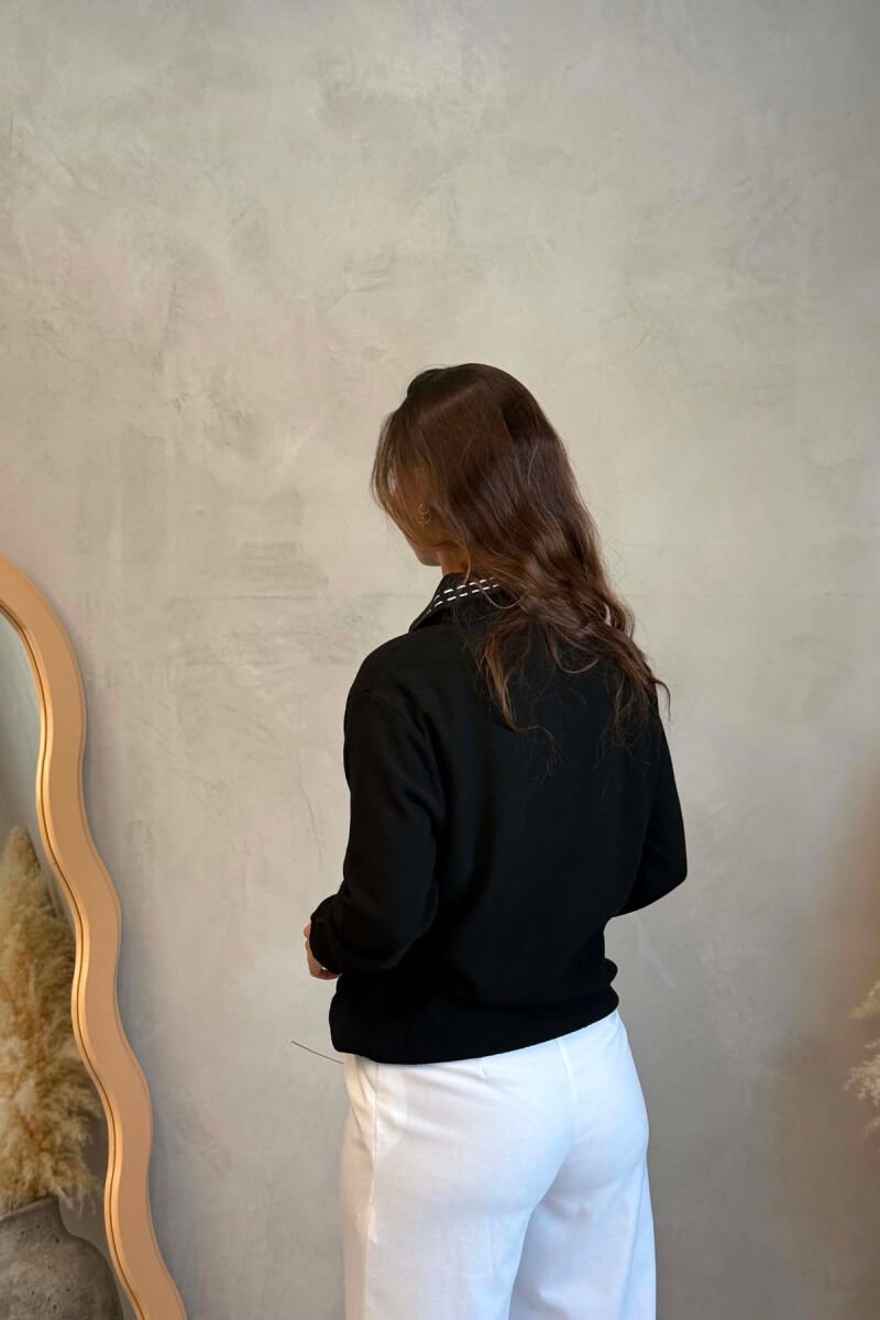 POLO NECK FRONT POCKET WOMAN SWEATER BLACK/ E ZEZE - 2