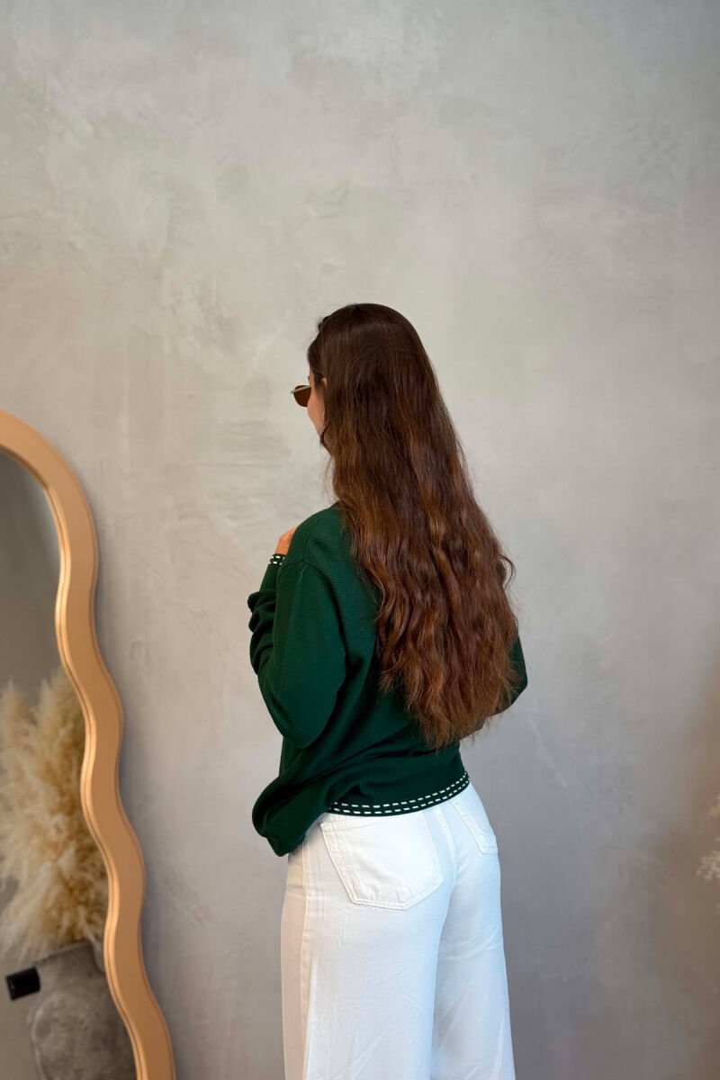 POLO NECK FRONT POCKET WOMAN SWEATER GREEN/JESHILE - 3