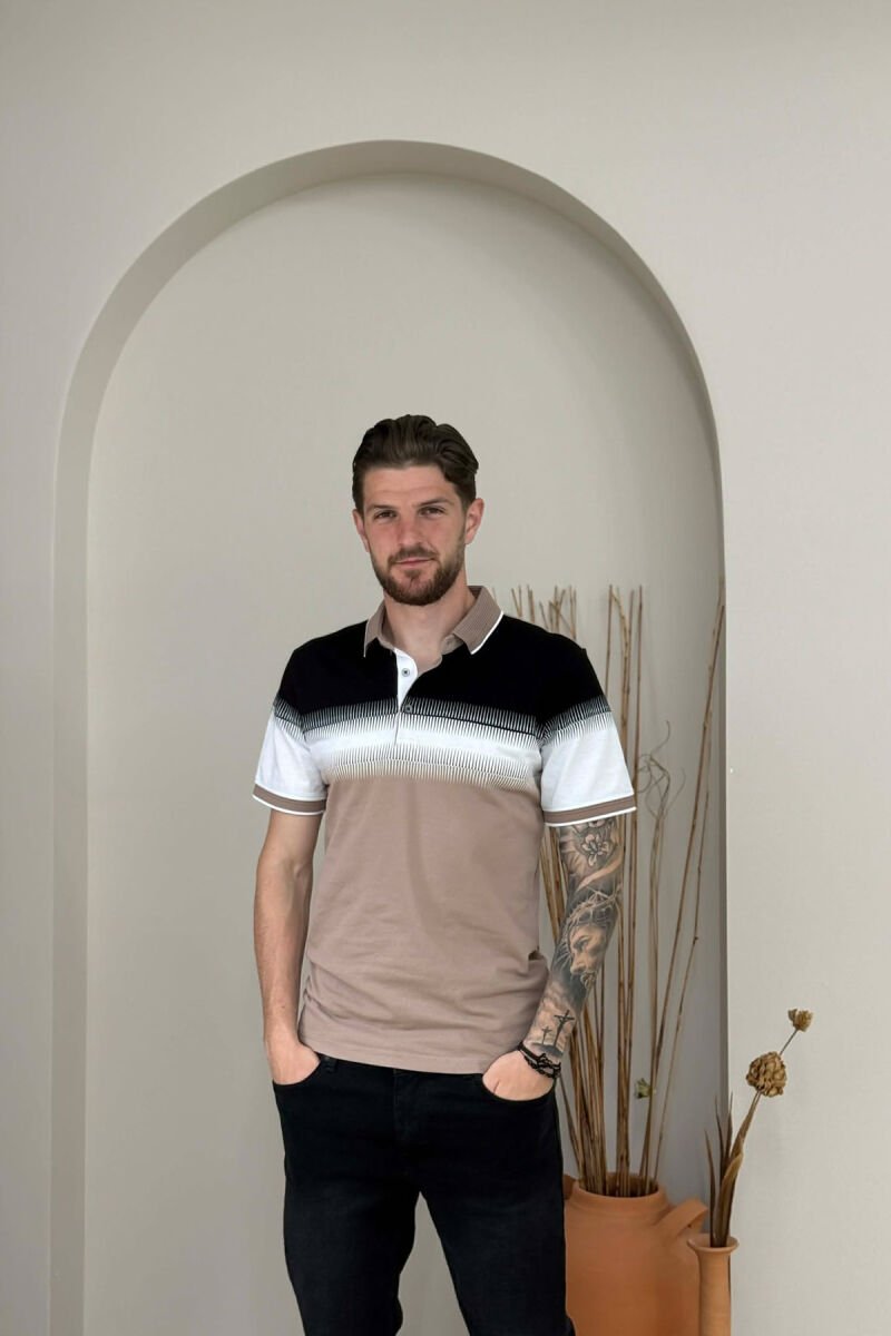 POLO NECK MEN T-SHIRT BEIGE/BEZHE - 1