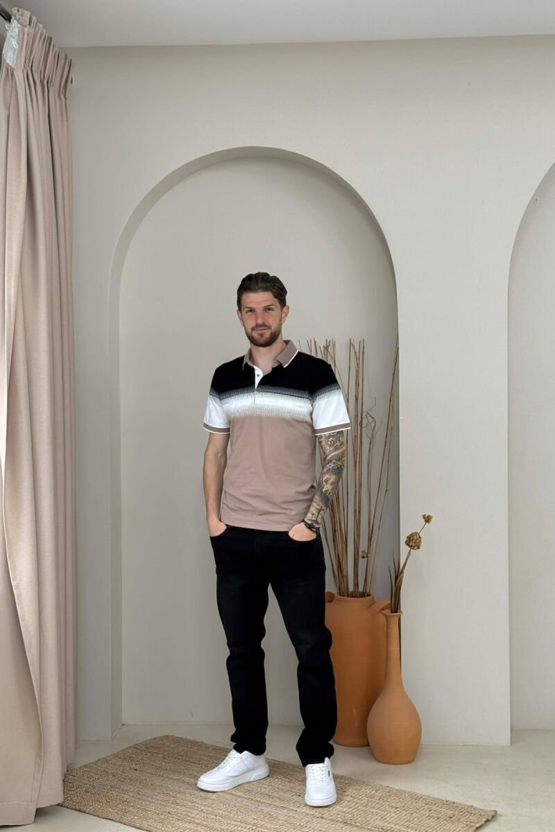 POLO NECK MEN T-SHIRT BEIGE/BEZHE - 4