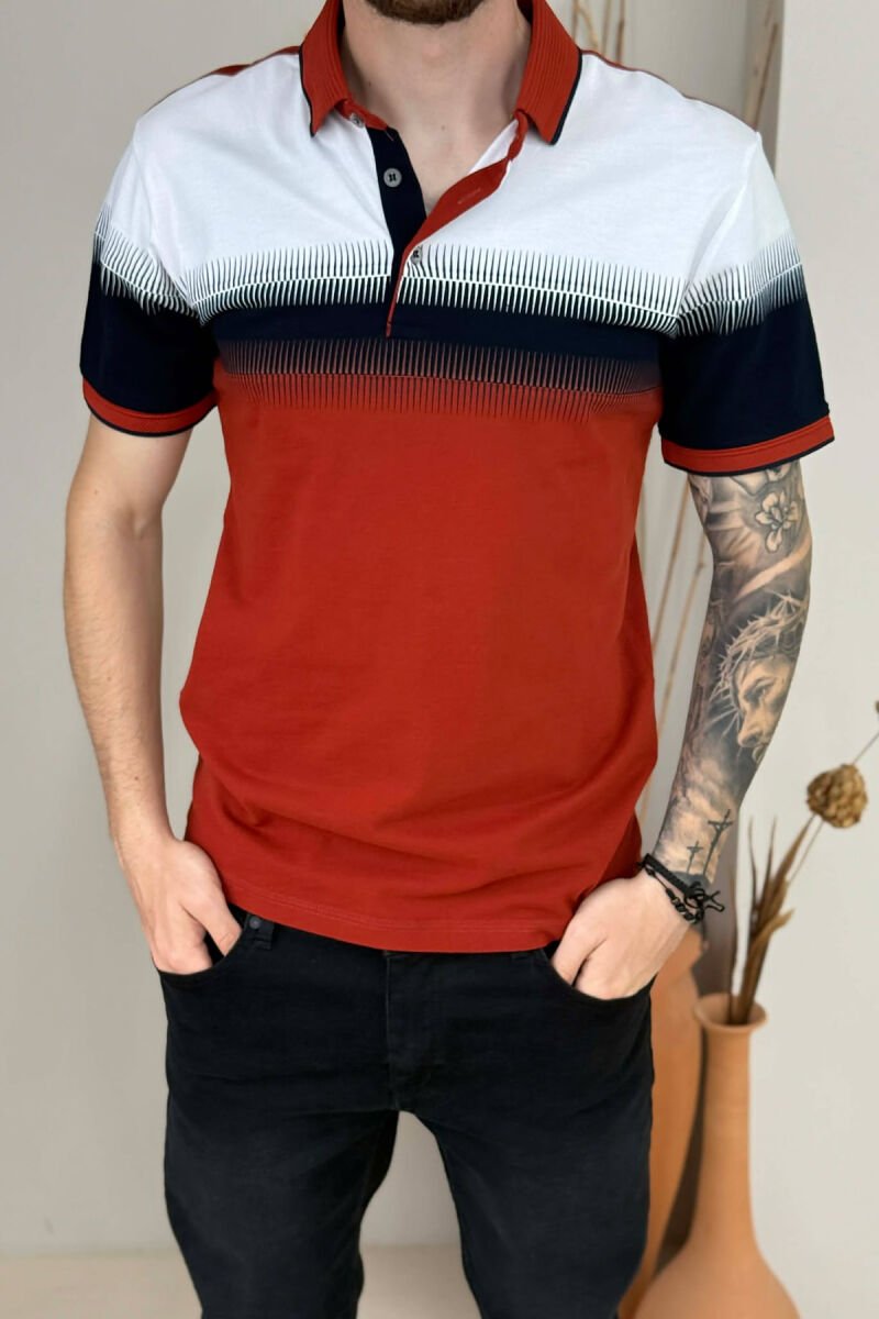 POLO NECK MEN T-SHIRT BRICK/TULLE - 2