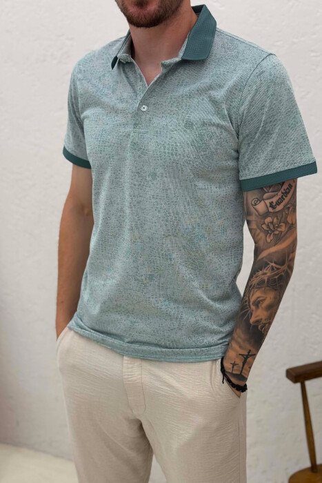 POLO NECK MEN T-SHIRT LIGHT GREEN/JEZB - 2