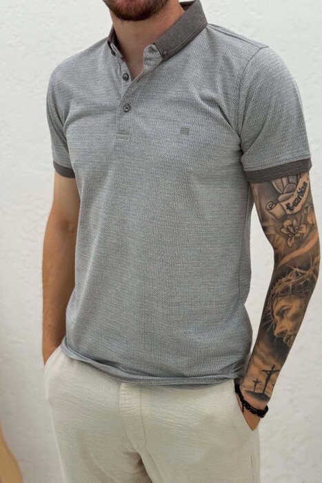 POLO NECK MEN T-SHIRT LIGHT GREY/GZ - 2