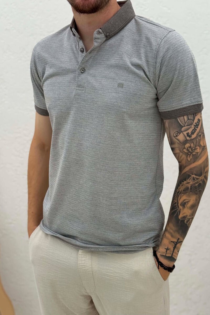 POLO NECK MEN T-SHIRT LIGHT GREY/GZ - 2