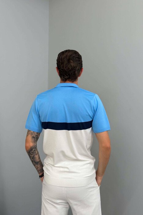 POLO NECK MEN T-SHIRT LIGHTBLUE/BZ - 2