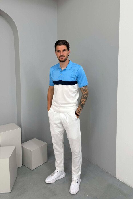 POLO NECK MEN T-SHIRT LIGHTBLUE/BZ - 3