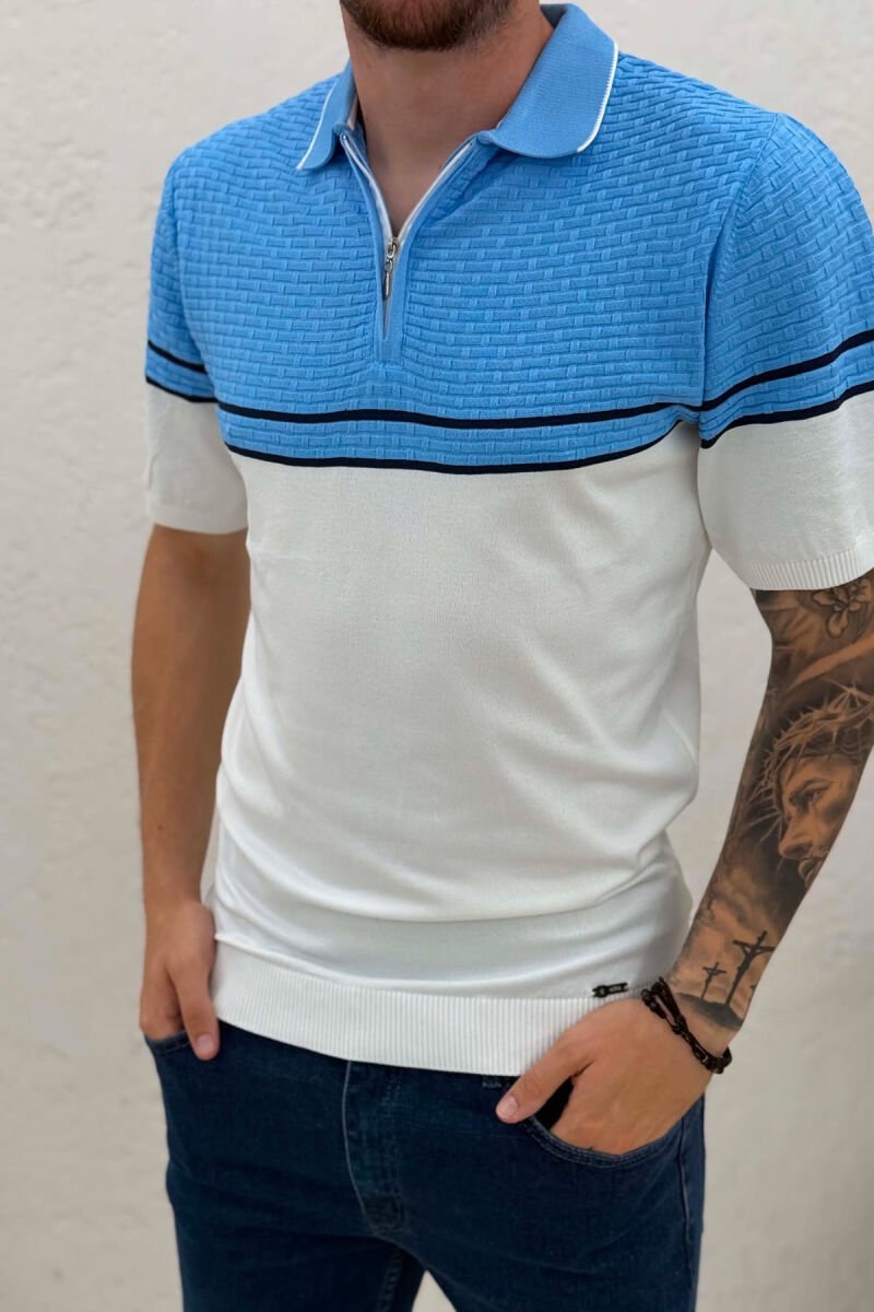 POLO NECK MEN T-SHIRT LIGHTBLUE/BZ - 2