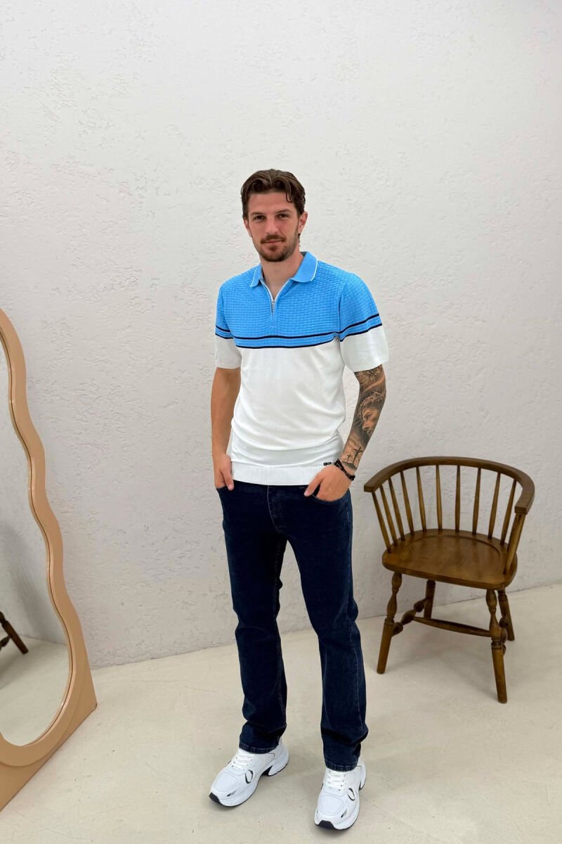 POLO NECK MEN T-SHIRT LIGHTBLUE/BZ - 3