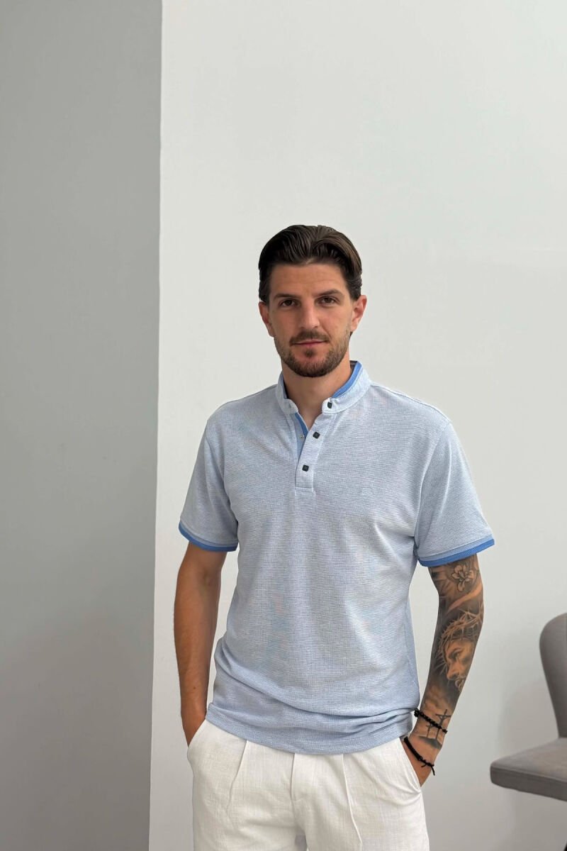 POLO NECK MEN T-SHIRT LIGHTBLUE/BZ - 1