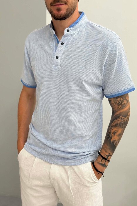 POLO NECK MEN T-SHIRT LIGHTBLUE/BZ - 4