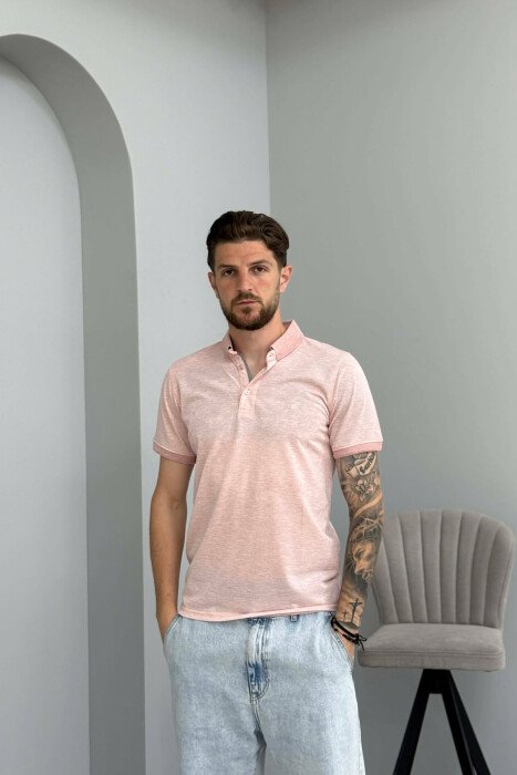 POLO NECK MEN T-SHIRT POWDER/PUDER - 1