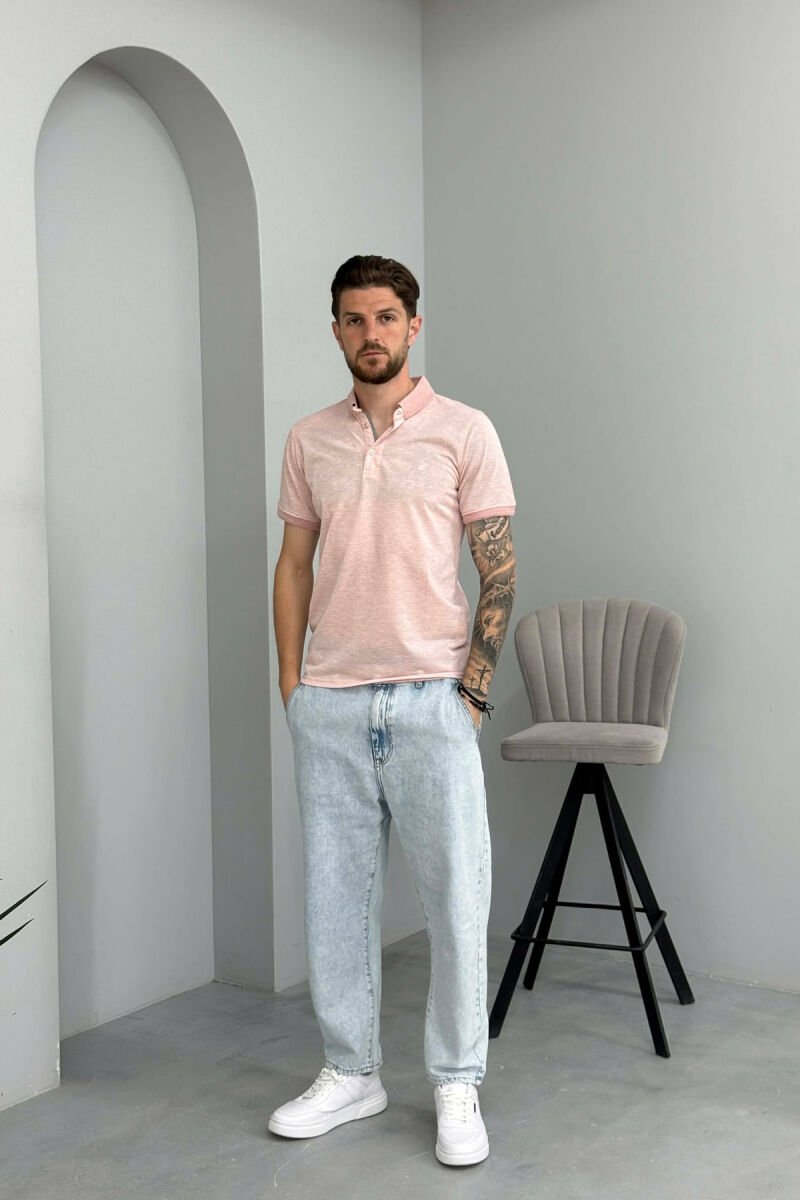 POLO NECK MEN T-SHIRT POWDER/PUDER - 2
