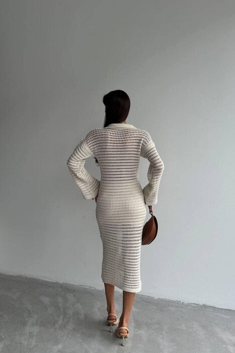 POLO NECK ONE COLOR DRESS CREAM/KREM - 2