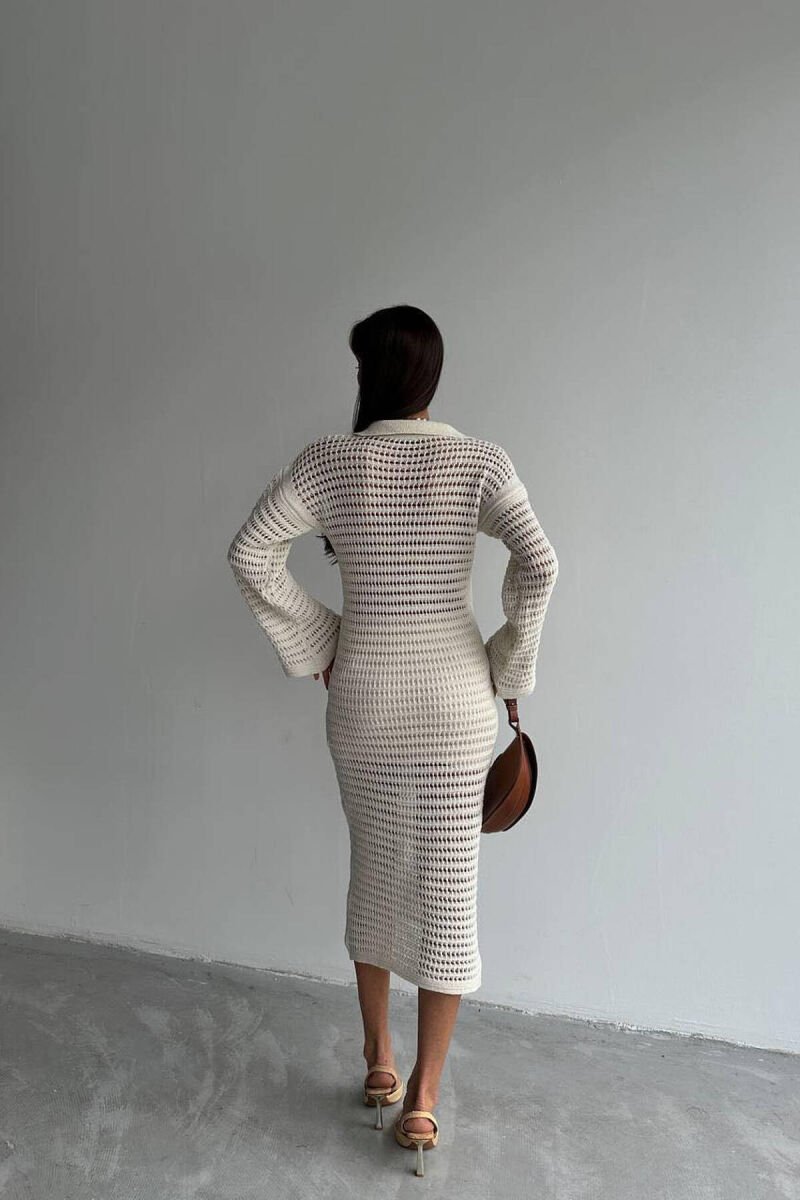POLO NECK ONE COLOR DRESS CREAM/KREM - 2