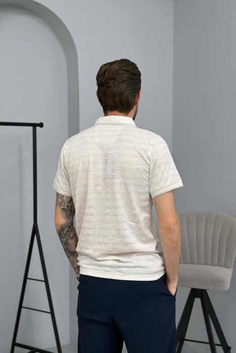 POLO NECK ONE COLOR MEN T-SHIRT BEIGE/BEZHE - 2