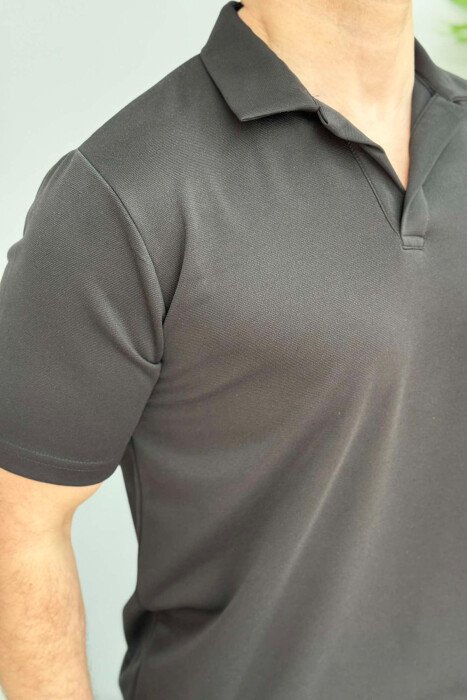 POLO NECK ONE COLOR MEN T-SHIRT BLACK/ E ZEZE - 2