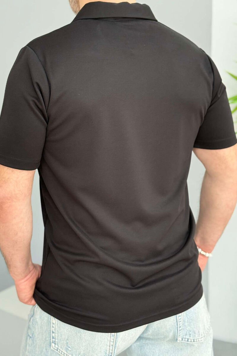 POLO NECK ONE COLOR MEN T-SHIRT BLACK/ E ZEZE - 3