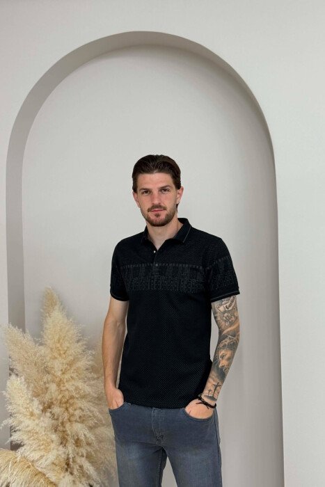 T-SHIRT NJE NGJYRESH ME JAKE POLO PER MESHKUJ NE NGJYRE TE ZEZE - KLAUDIO FASHION