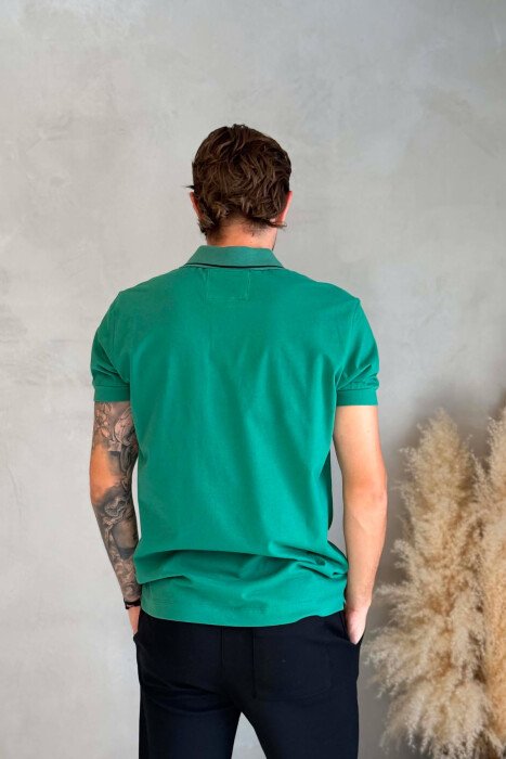 POLO NECK ONE COLOR MEN T-SHIRT GREEN/JESHILE - 2