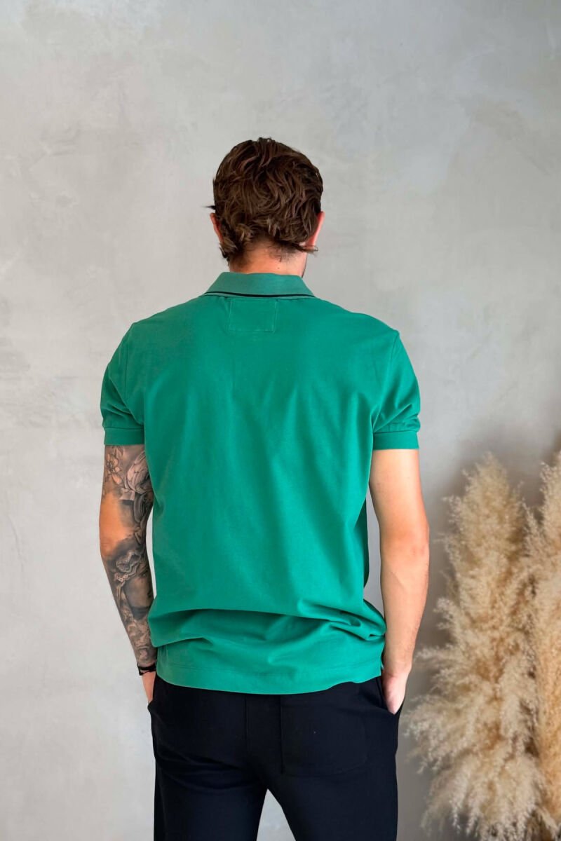 POLO NECK ONE COLOR MEN T-SHIRT GREEN/JESHILE - 2