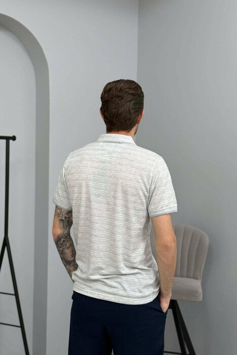 POLO NECK ONE COLOR MEN T-SHIRT GREY/GRI - 5