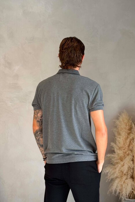 POLO NECK ONE COLOR MEN T-SHIRT GREY/GRI - 2