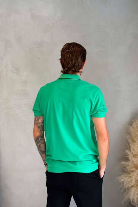 POLO NECK ONE COLOR MEN T-SHIRT LIGHT GREEN/JEZB - 2