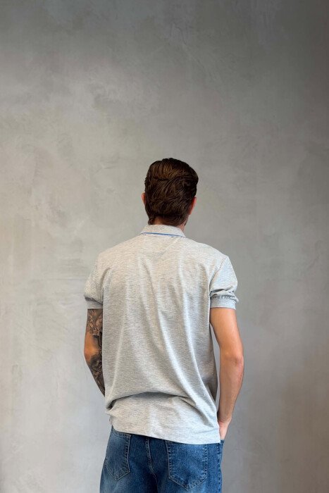 POLO NECK ONE COLOR MEN T-SHIRT LIGHT GREY/GZ - 2