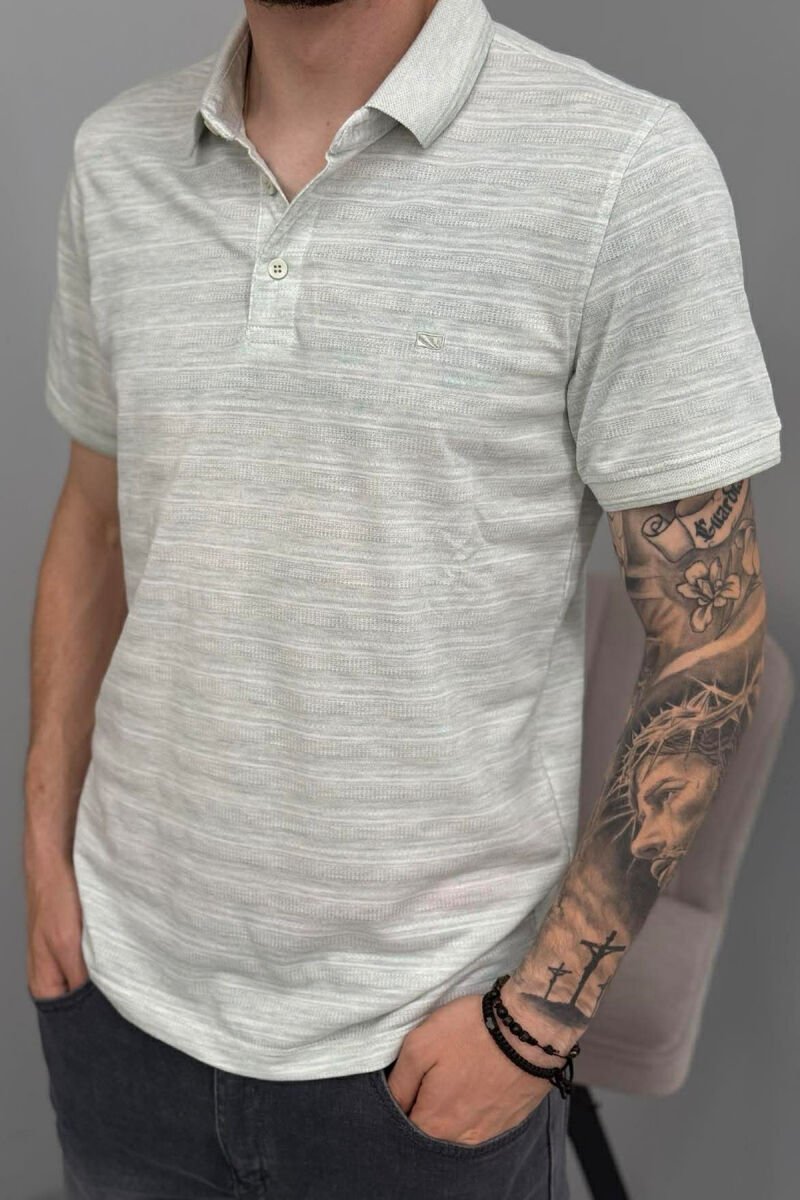 POLO NECK ONE COLOR MEN T-SHIRT MINT/MENTE - 2