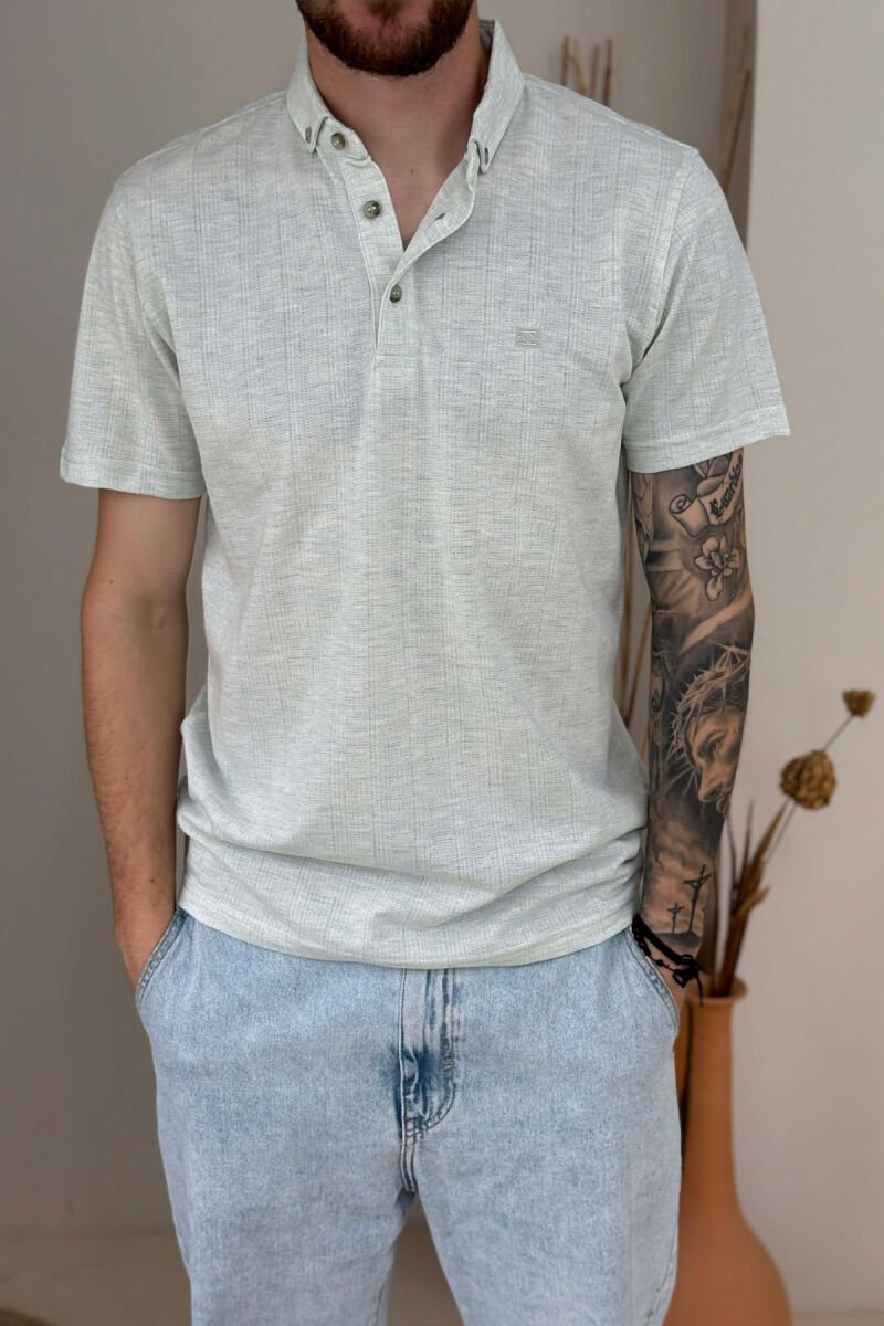 POLO NECK ONE COLOR MEN T-SHIRT MINT/MENTE - 3