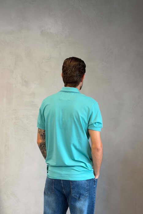 POLO NECK ONE COLOR MEN T-SHIRT MINT/MENTE - 2