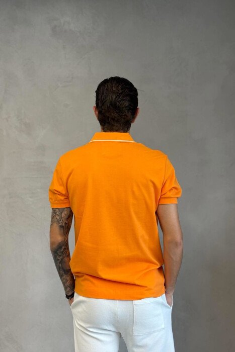 POLO NECK ONE COLOR MEN T-SHIRT ORANGE/PORTOKALLI - 3