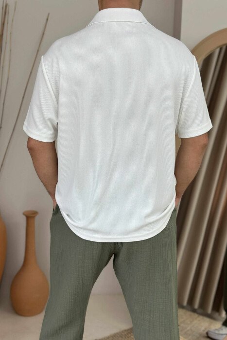 POLO NECK ONE COLOR MEN T-SHIRT WHITE-E BARDHE - 4