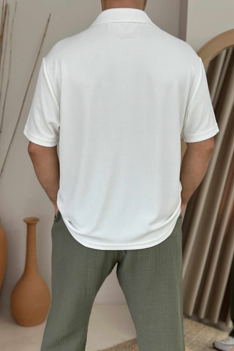 POLO NECK ONE COLOR MEN T-SHIRT WHITE-E BARDHE - 4