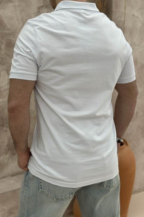POLO NECK ONE COLOR MEN T-SHIRT WHITE-E BARDHE - 3