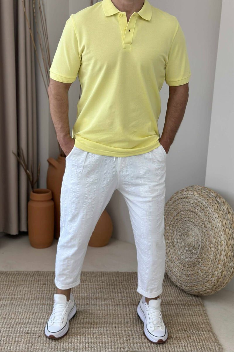 POLO NECK ONE COLOR MEN T-SHIRT YELLOW/E VERDHE - 1
