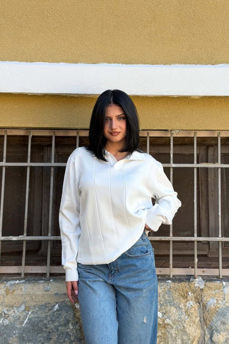 POLO NECK ONE COLOR WOMAN SWEATER WHITE-E BARDHE - 1