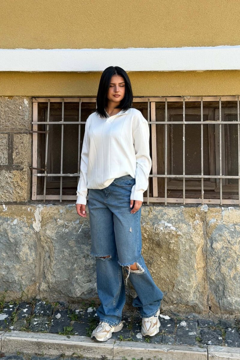 POLO NECK ONE COLOR WOMAN SWEATER WHITE-E BARDHE - 2