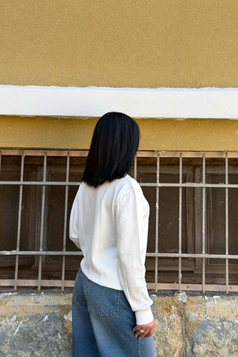 POLO NECK ONE COLOR WOMAN SWEATER WHITE-E BARDHE - 3